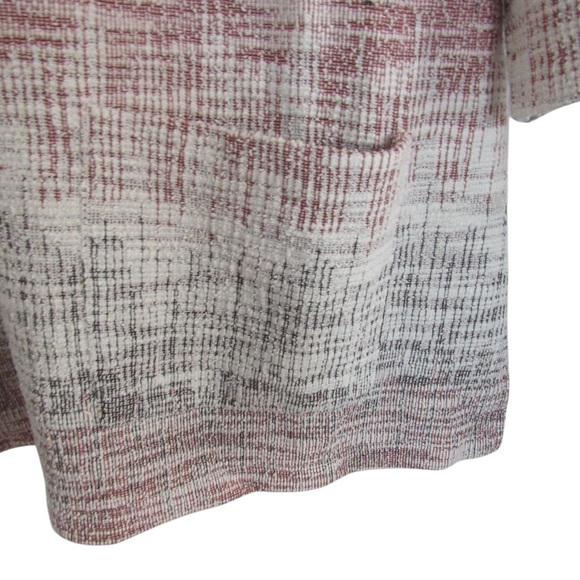 Christopher Banks CJ Pink White Gray Textured Knit Top XL 3/4 Sleeves Pockets - Picture 6 of 11